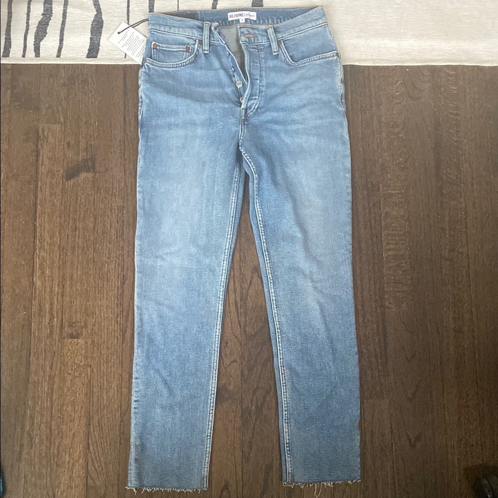 Re/Done High Rise Ankle Crop Jeans - Picture 2 of 9